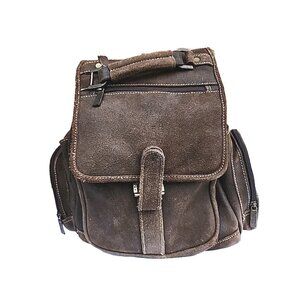 Claire Chase JEG Distressed Genuine Nubuck Brown Leather City Backpack Bag *READ